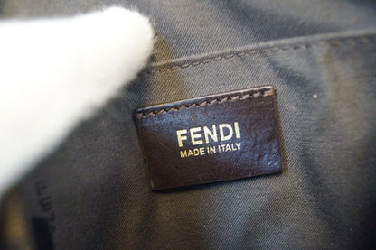 Fendi Zucca Canvas Leather Brown Black Messenger Bag