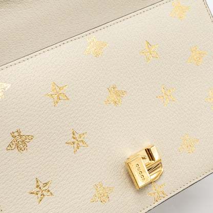 Gucci Small Sylvia Bag Bee and Star Printed Calfskin White