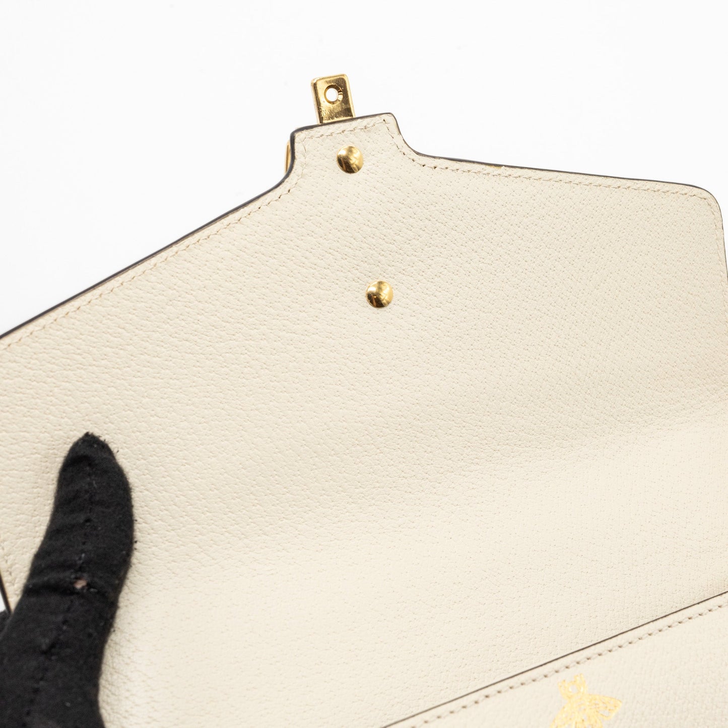 Gucci Small Sylvia Bag Bee and Star Printed Calfskin White