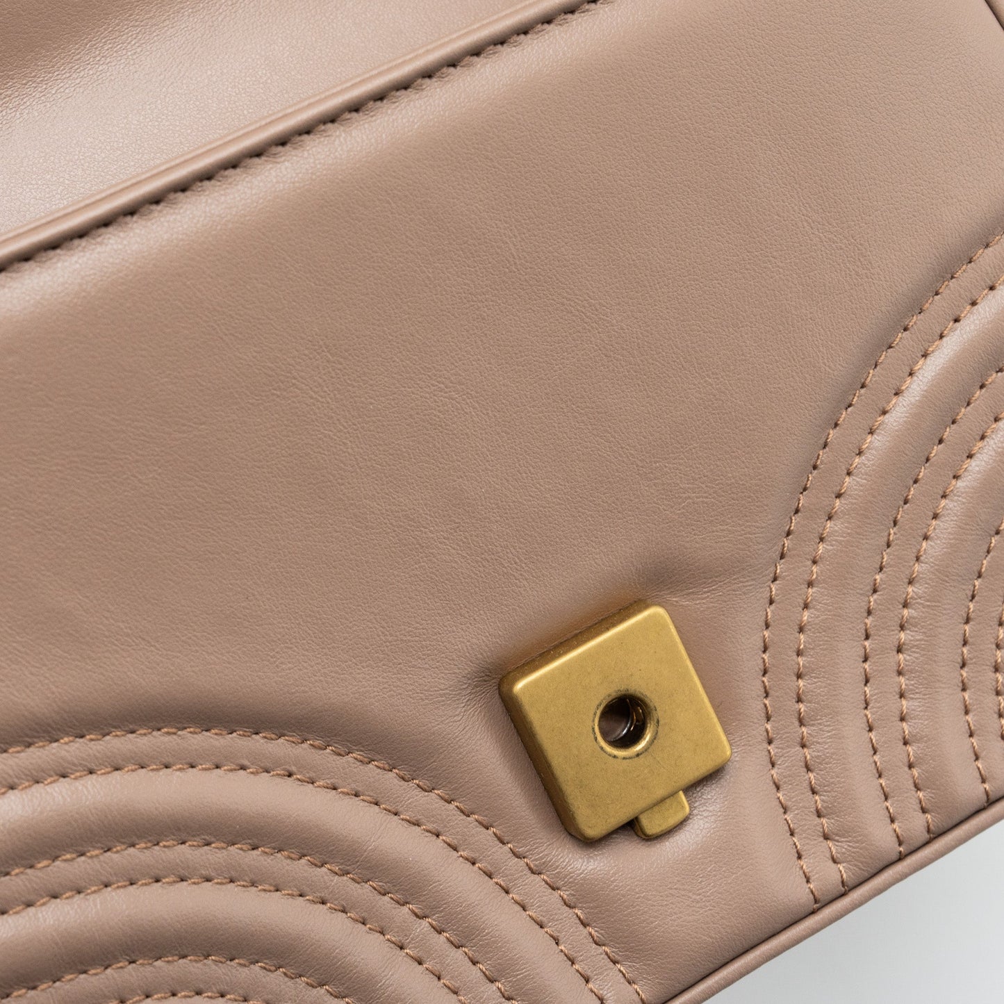 Gucci GG Marmont Mini Top Handle Bag Leather Dark Beige