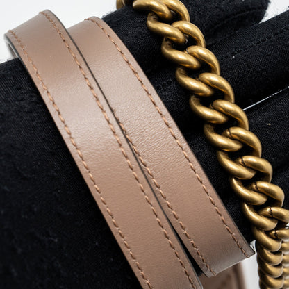 Gucci GG Marmont Mini Top Handle Bag Leather Dark Beige