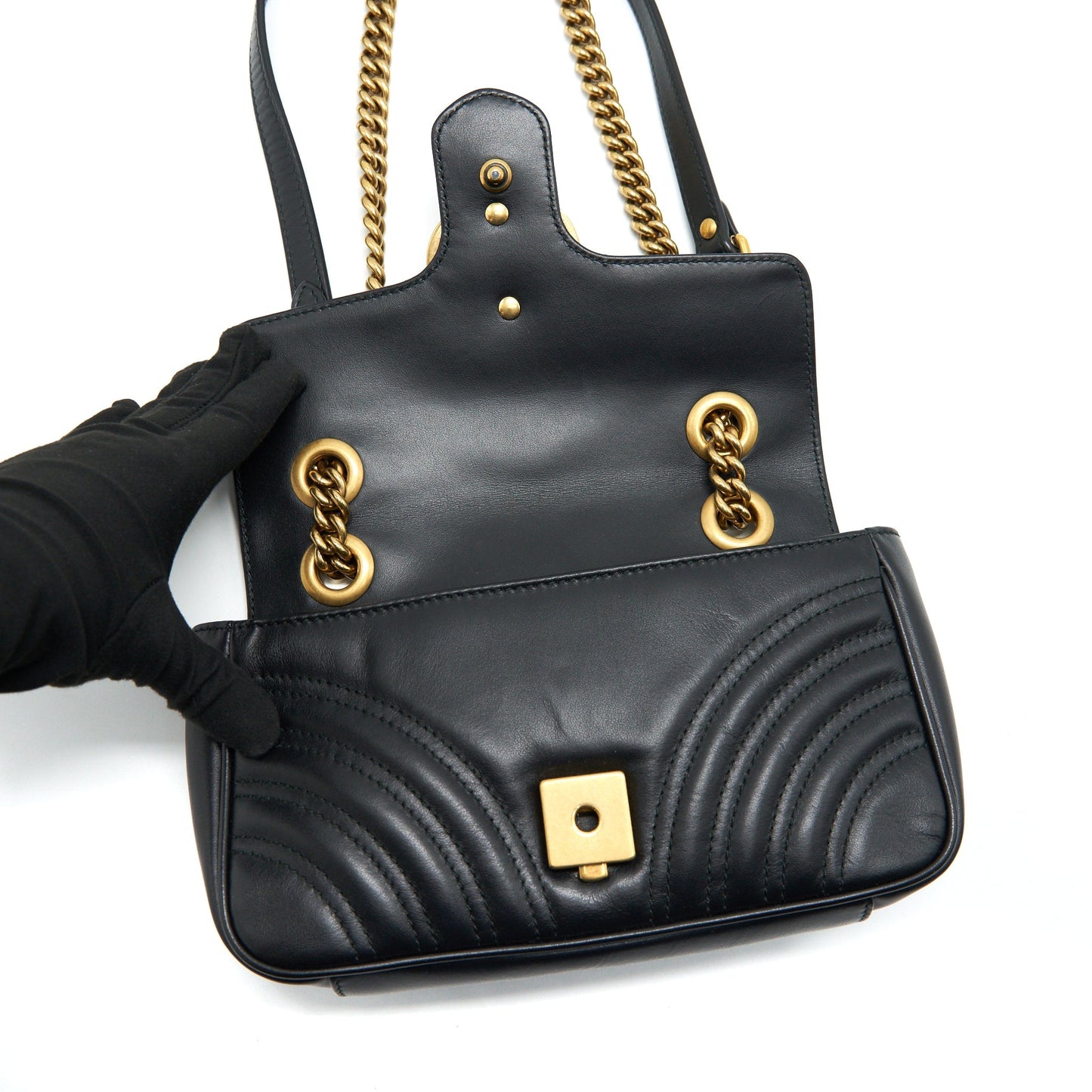 GUCCI GG MARMONT MINI BAG BLACK WITH