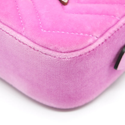 Gucci GG Marmont Camera Bag Velvet Pink With Crystal