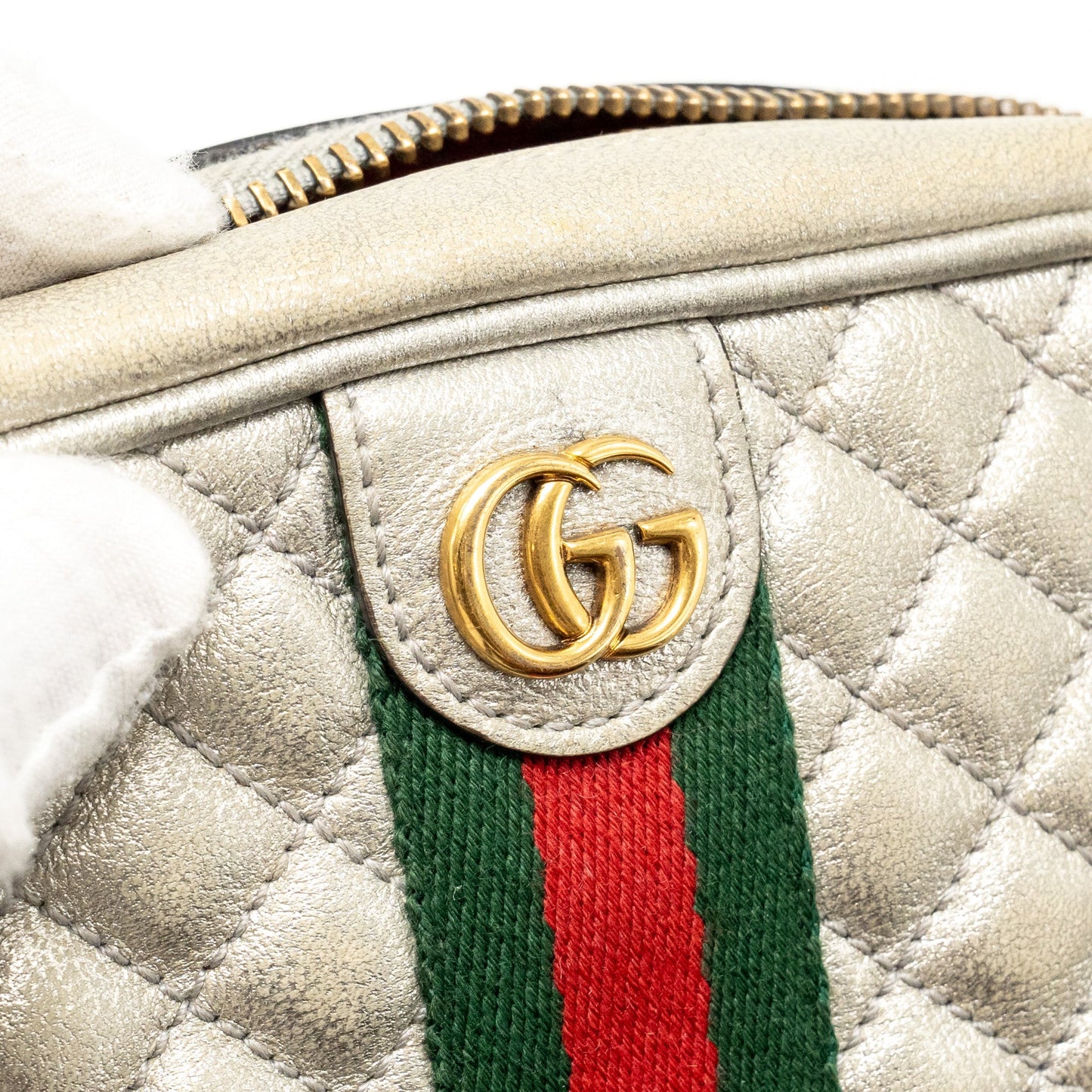 Gucci GG Ophidia Crossbody Bag Calfskin Metallic Silver