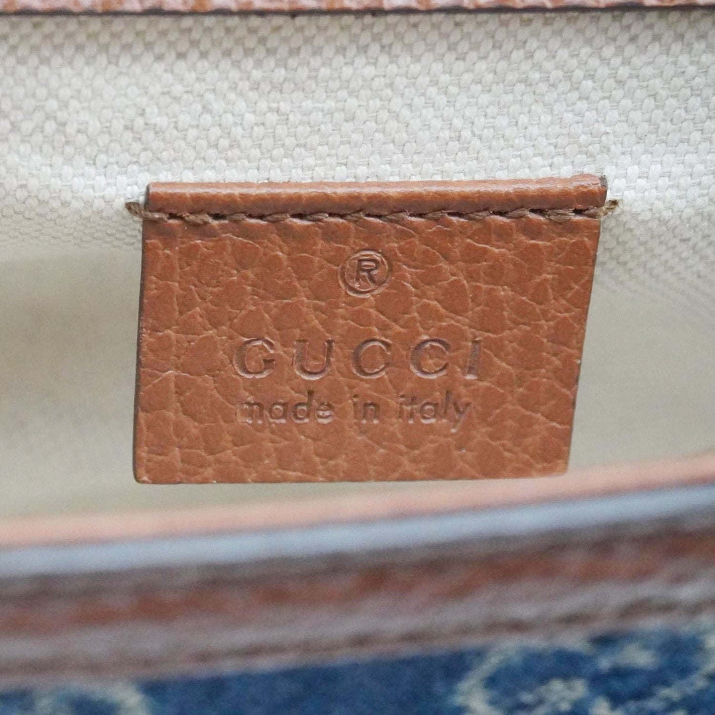 GUCCI Horsebit 1955 Flap Mini Denim Shoulder Bag Blue 658574