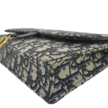 CHRISTIAN DIOR Saddle Oblique Jacquard Pouch Crossbody Bag Navy Blue