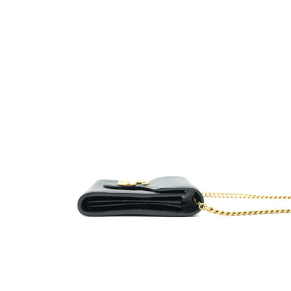 Gucci Grained Calfskin GG Logo Wallet on Chain with