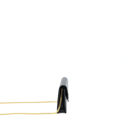 Saint Laurent/YSL Envelop Chain Wallet Black GHW