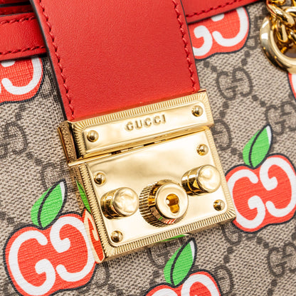 Gucci small Padlock shoulder bag GG supreme canvas red