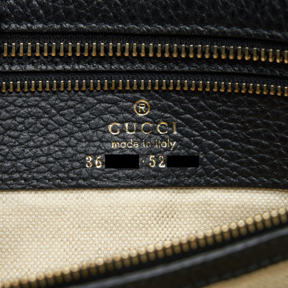 Gucci Grained calfskin Tote Bag Black with long strap