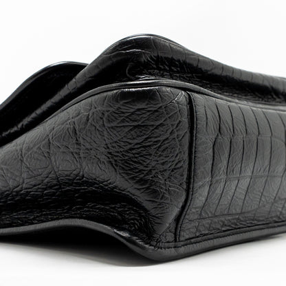 Saint Laurent/YSL Medium Niki Bag Crocodile-Embossed Black Calfskin Black Hardware