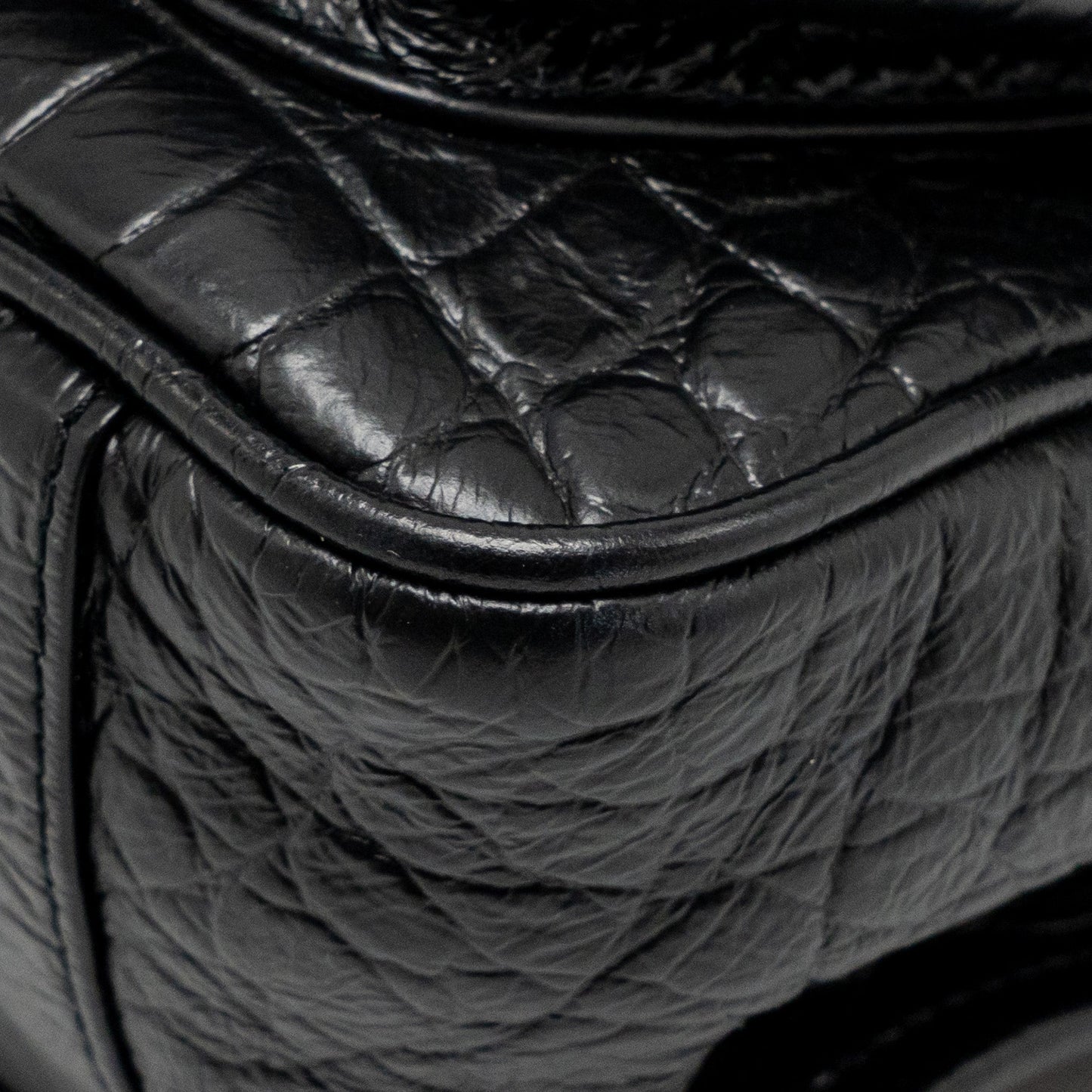Saint Laurent/YSL Medium Niki Bag Crocodile-Embossed Black Calfskin Black Hardware