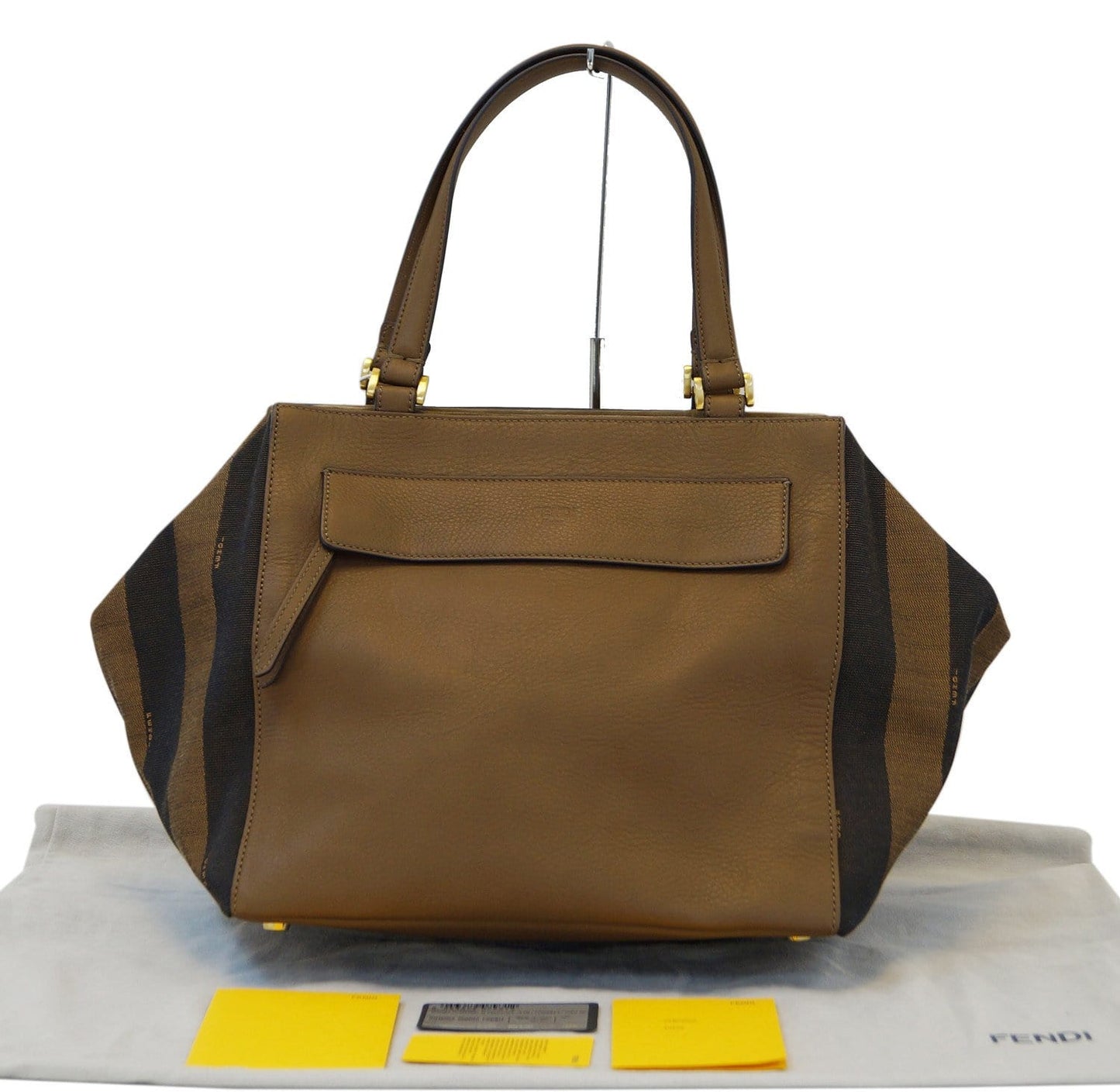 Fendi Pecan Canvas Leather Black/Brown Shoulder Bag