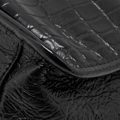 Saint Laurent/YSL Medium Niki Bag Crocodile-Embossed Black Calfskin Black Hardware