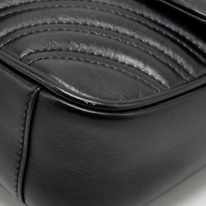 GUCCI Mini GG Marmont Shoulder Bag Calfskin Black