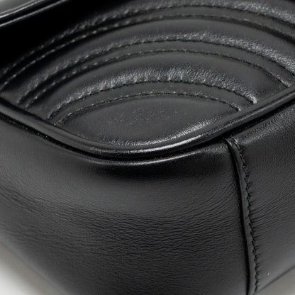 GUCCI Mini GG Marmont Shoulder Bag Calfskin Black