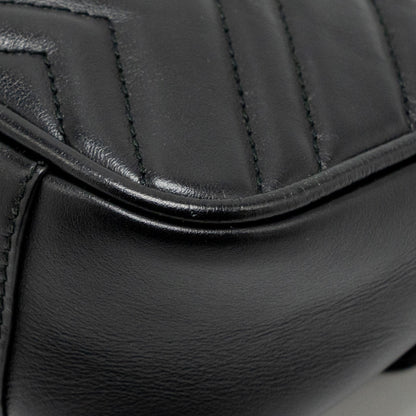 GUCCI Mini GG Marmont Shoulder Bag Calfskin Black