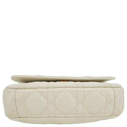 CHRISTIAN DIOR Caro Supple Cannage Calfskin Leather Chain Shoulder Bag Ivory