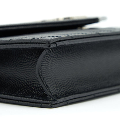 Saint Laurent/YSL Cassandra Matelasse Envelope Chain Wallet Grained Calfskin Black SHW