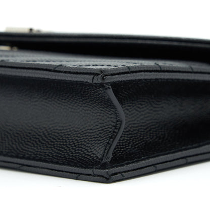 Saint Laurent/YSL Cassandra Matelasse Envelope Chain Wallet Grained Calfskin Black SHW