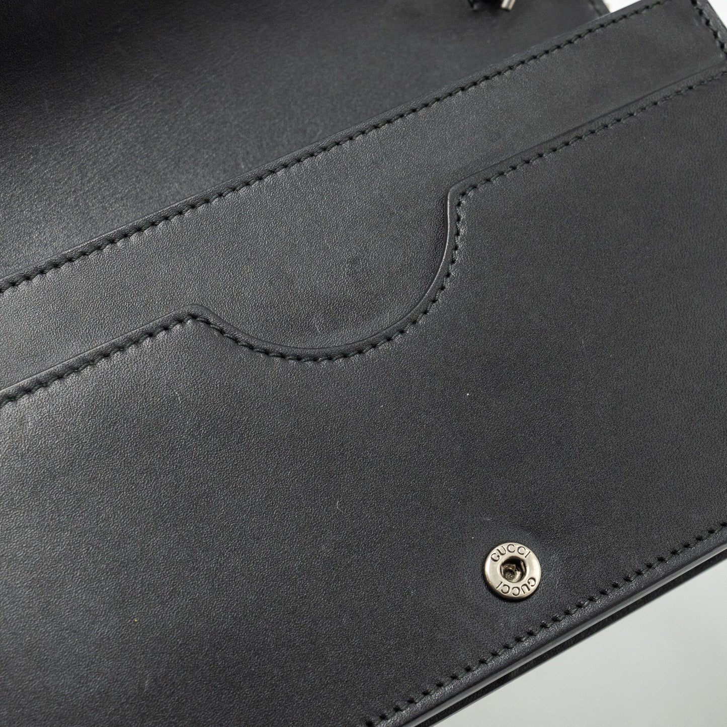 Gucci flap wallet on chain calfskin black SHW
