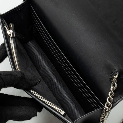 Gucci flap wallet on chain calfskin black SHW