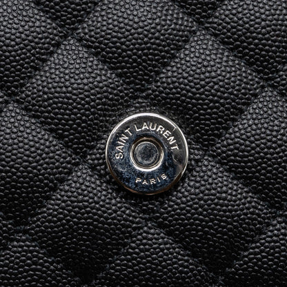Saint Laurent/YSL Envelope Medium Chain Bag Grained Calfskin Mix Matelasse Black SHW