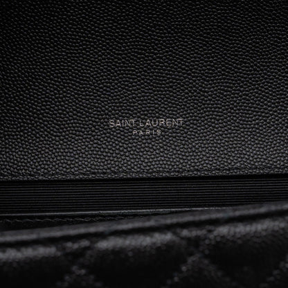 Saint Laurent/YSL Envelope Medium Chain Bag Grained Calfskin Mix Matelasse Black SHW