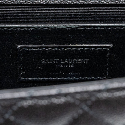 Saint Laurent/YSL Envelope Medium Chain Bag Grained Calfskin Mix Matelasse Black SHW