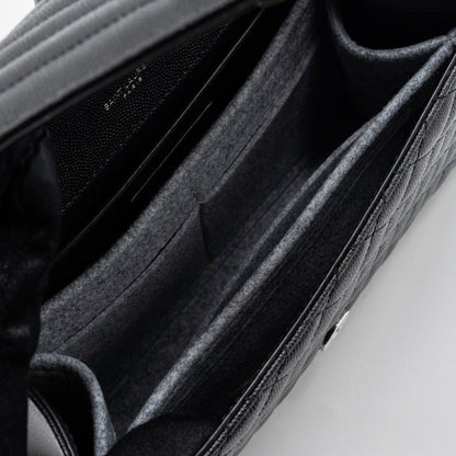 Saint Laurent/YSL Envelope Medium Chain Bag Grained Calfskin Mix Matelasse Black SHW