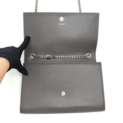 Saint Laurent(YSL) Large Monogramme Kate Chain Bag Grained Calfskin Grey SHW