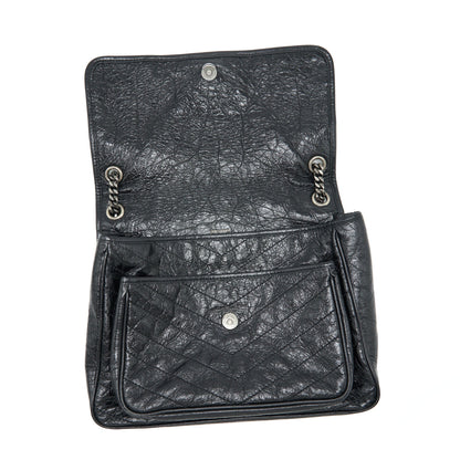 Saint Laurent Large Niki Shoulder Bag Calfskin Black SHW
