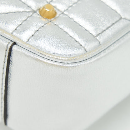 Gucci Mini GG Marmont Flap Bag Limited Edition Silver With Pearl/Gold Hardware