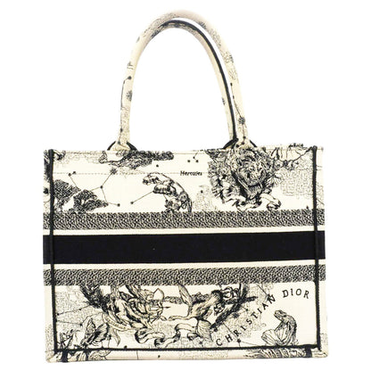 CHRISTIAN DIOR Book Zodiac Embroidery Canvas Tote Bag Latte