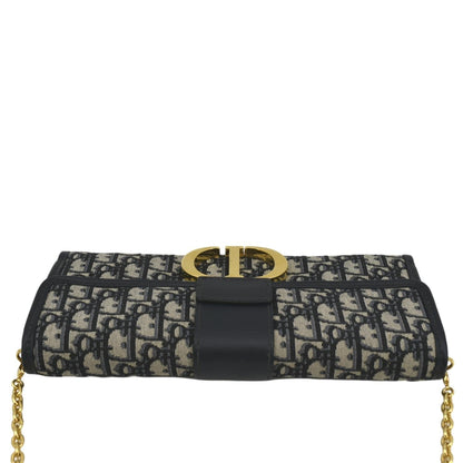 CHRISTIAN DIOR 30 Montaigne Oblique Jacquard Crossbody Clutch Blue