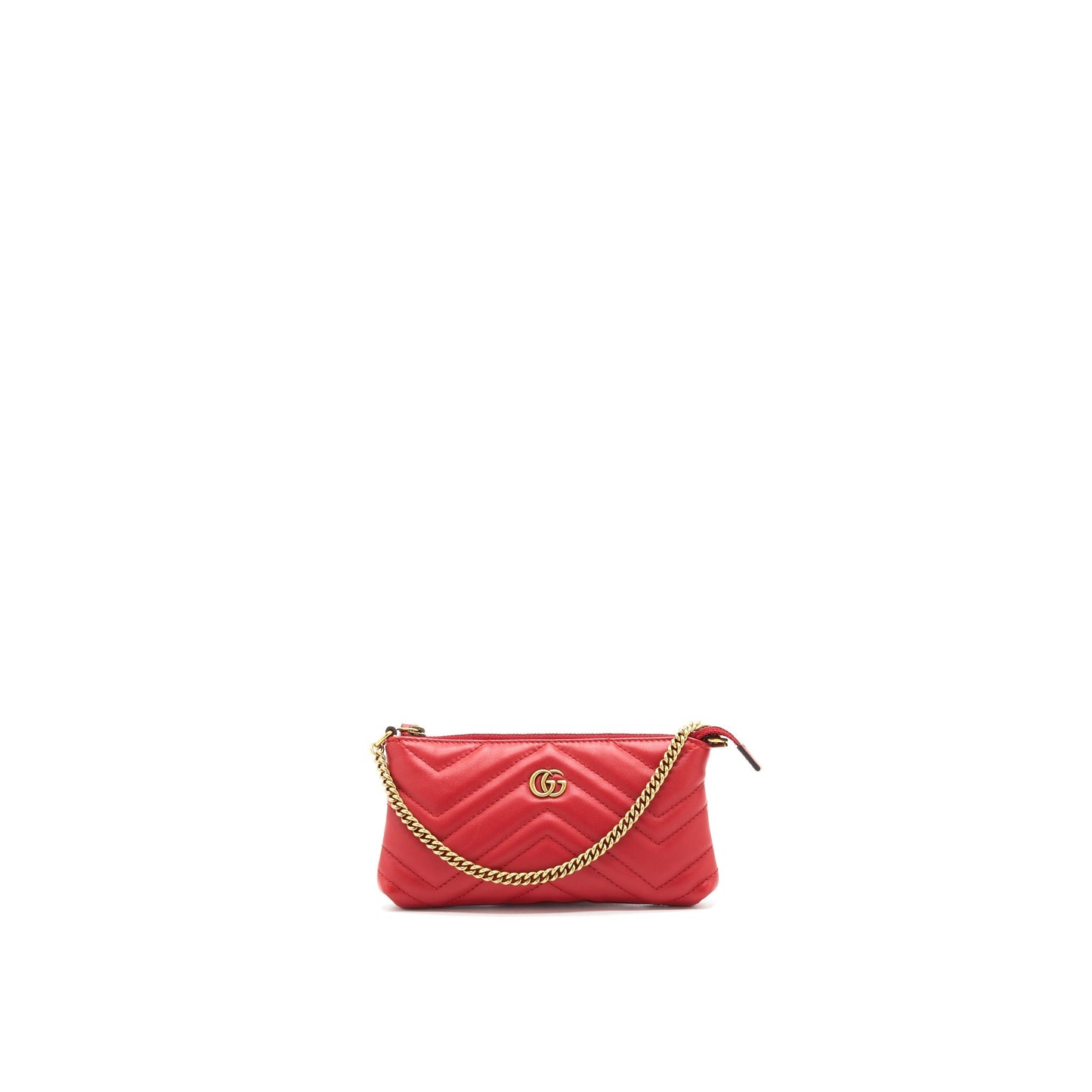 Gucci marmont mini pouch with chain red