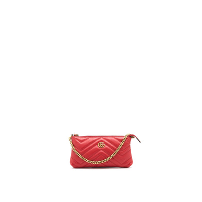 Gucci marmont mini pouch with chain red