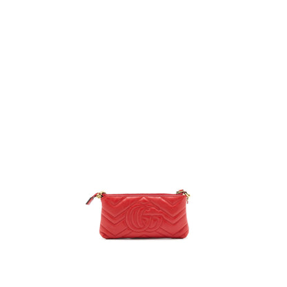 Gucci marmont mini pouch with chain red
