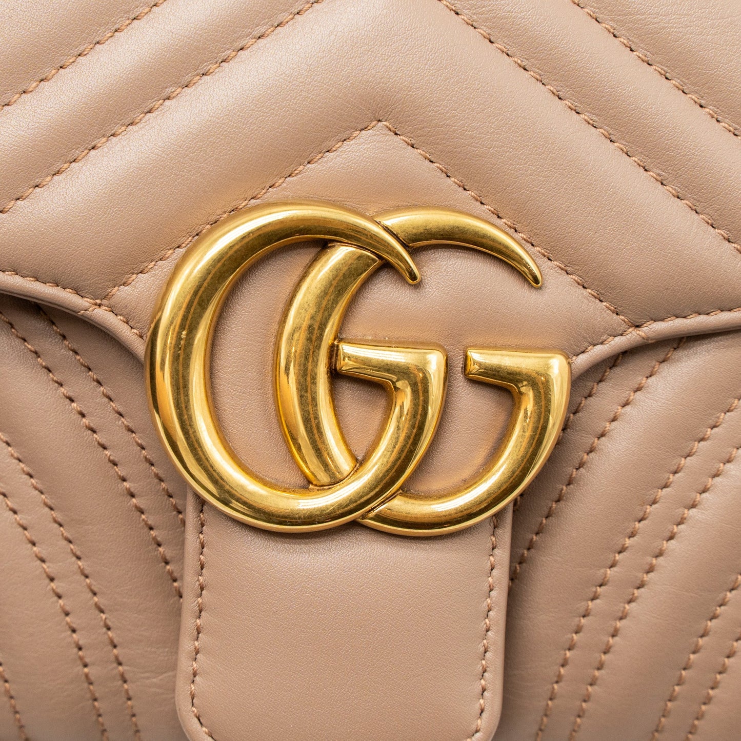 Gucci Small GG Marmont Bag Calfskin Beige Brushed