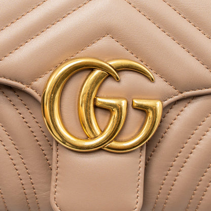Gucci Small GG Marmont Bag Calfskin Beige Brushed