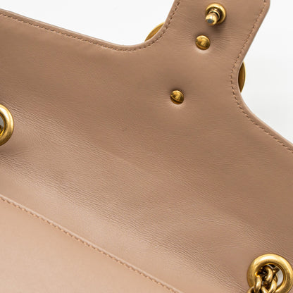 Gucci Small GG Marmont Bag Calfskin Beige Brushed