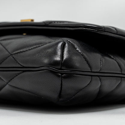Saint Laurent/YSL LE 57 Quilted Hobo Shoulder Bag Lambskin Black Multicolour Hardware
