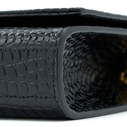 Saint Laurent Kate Bag Croc Embossed Calfskin Black GHW