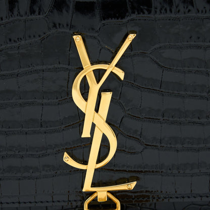 Saint Laurent Kate Bag Croc Embossed Calfskin Black GHW