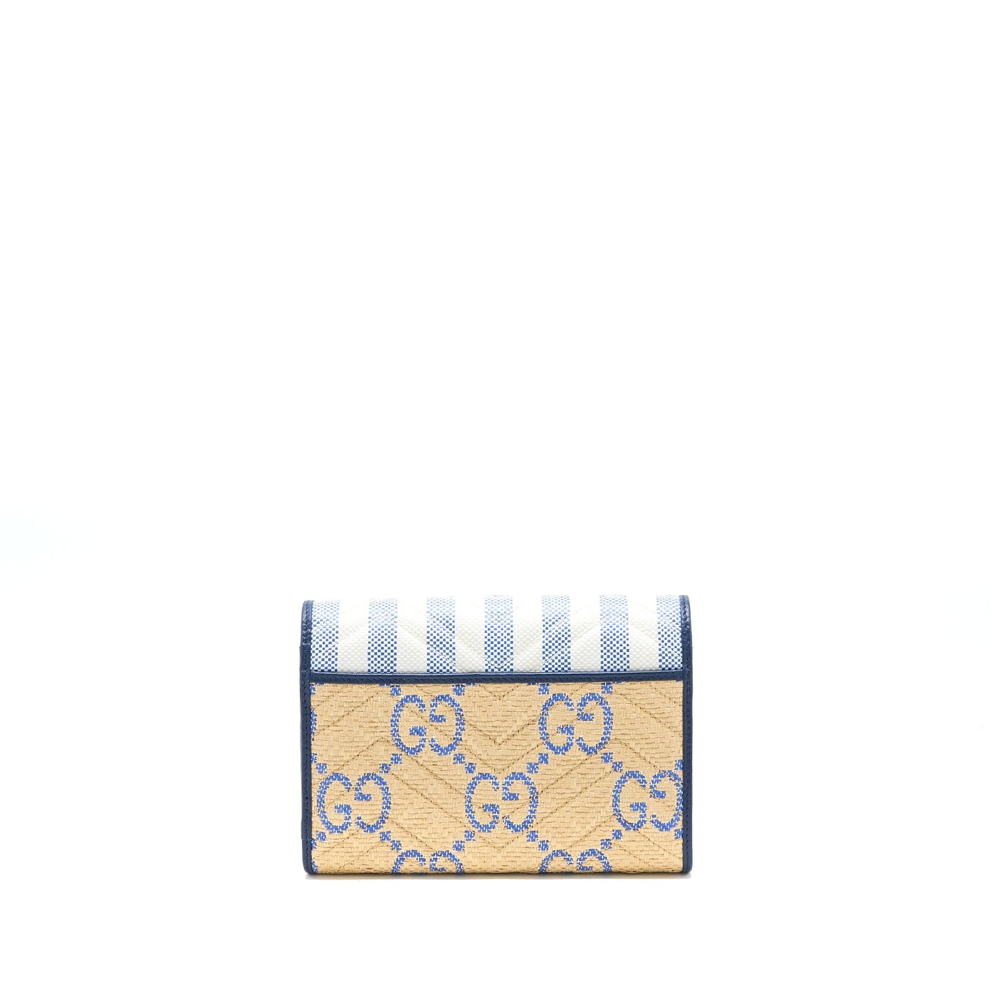 Gucci GG Marmont Flap Bag Matelasse Raffia Blue/Multicolour Brushed