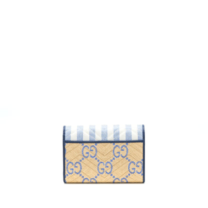 Gucci GG Marmont Flap Bag Matelasse Raffia Blue/Multicolour Brushed