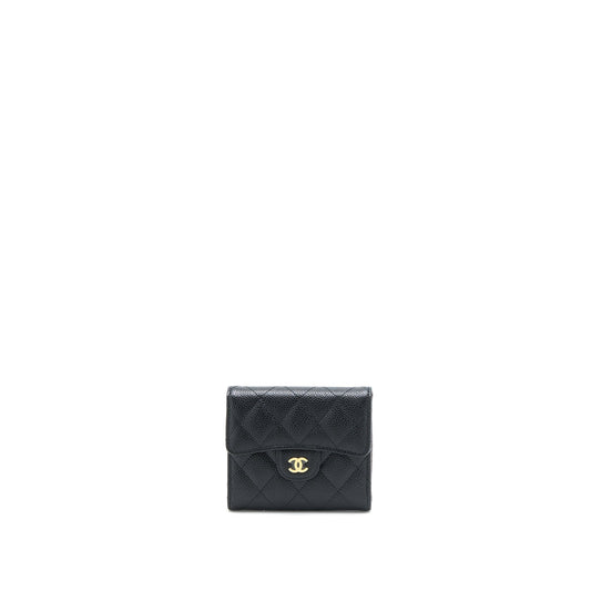 Chanel Classic Compact Wallet Caviar Black LGHW (Microchip)