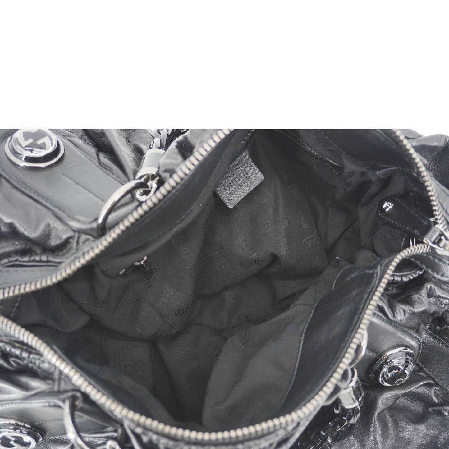GUCCI Galaxy Medium Leather Top Handle Shoulder Bag Black 228838