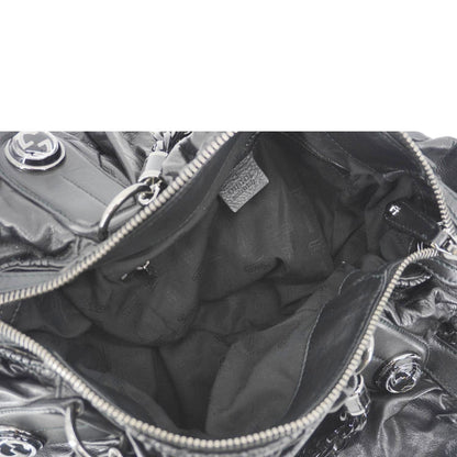 GUCCI Galaxy Medium Leather Top Handle Shoulder Bag Black 228838