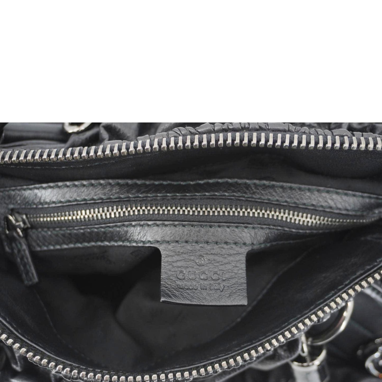 GUCCI Galaxy Medium Leather Top Handle Shoulder Bag Black 228838